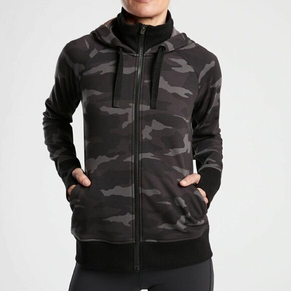 Athleta Tops - Athleta Women's Large Black Camo Triumph Printed Hoodie Jacket Full Zip Jacket